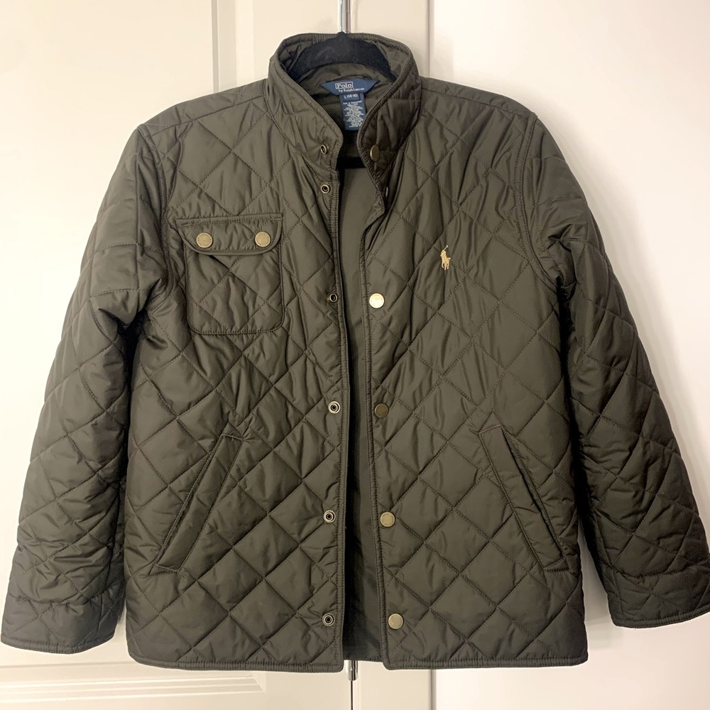 Ralph Lauren Polo Kids Quilted Puffer Jacket, L, Khaki Green